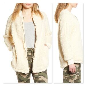 Caslon Long Faux Shearling Jacket in Ivory